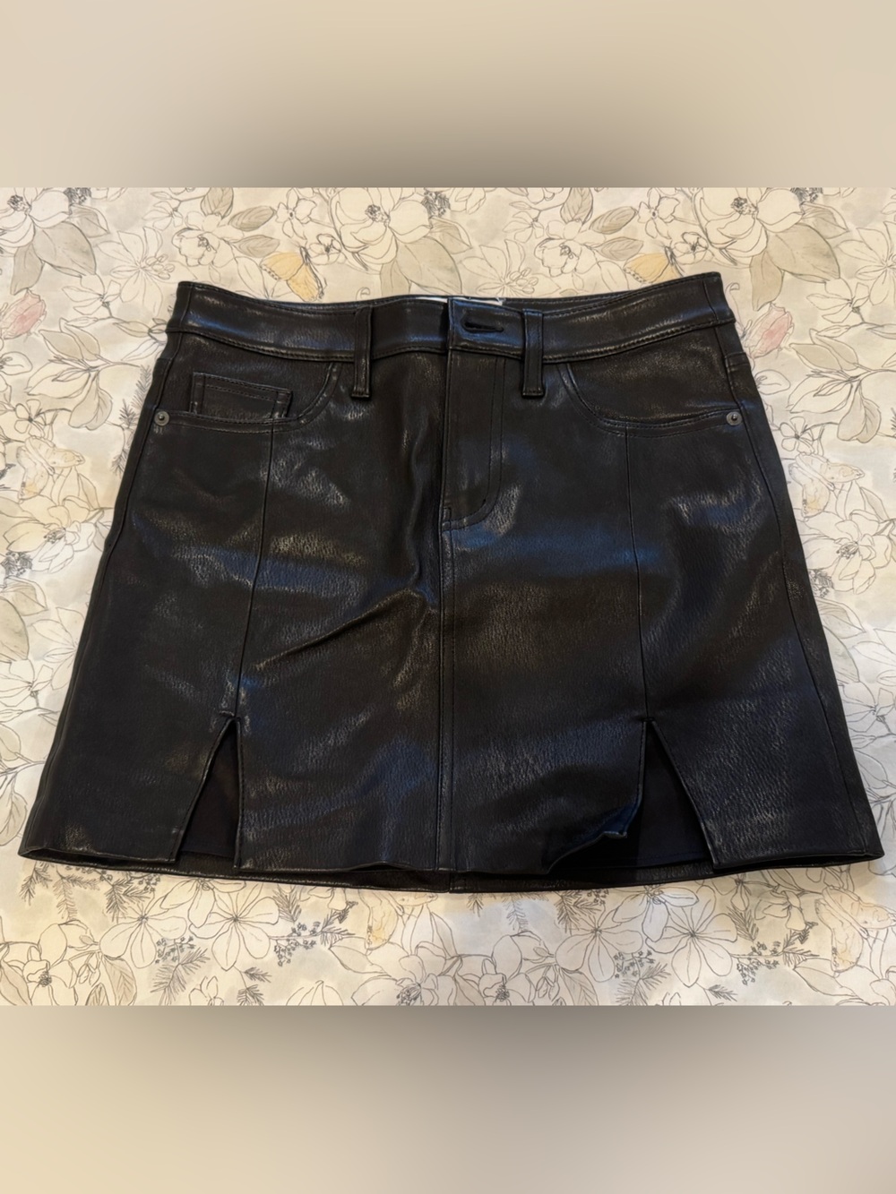 Current/Elliott Black Faux Leather Skort